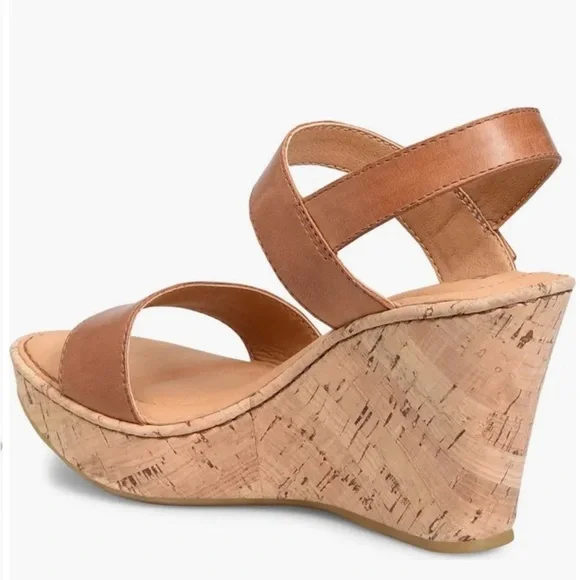 BORN $120 Shoes Women’s Lenore Platform Wedge Tan Leather Sandal Size 10 NWT - Picture 3 of 7